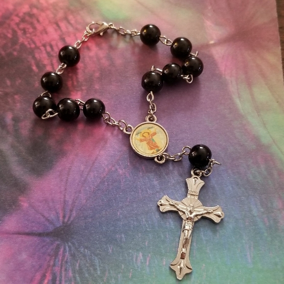 Jewelry - Rosary bracelet black silver tone